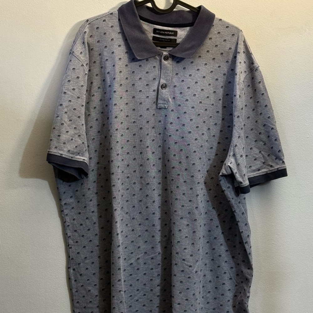 Banana Republic Navy and Gray Polo Shirt